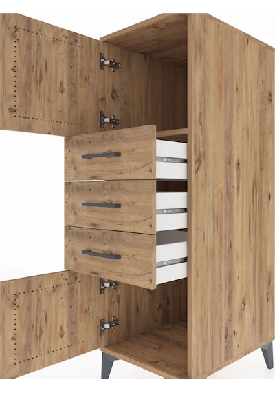 Kronos Dolap Tek Raflı 3 Çekmeceli 2 Kapaklı 44x59x134 Çam-çam Çam Kronos Dolap Tek Raflı 3 Çekmeceli 2 Kapaklı 44x59x134 Çam-çam Çam