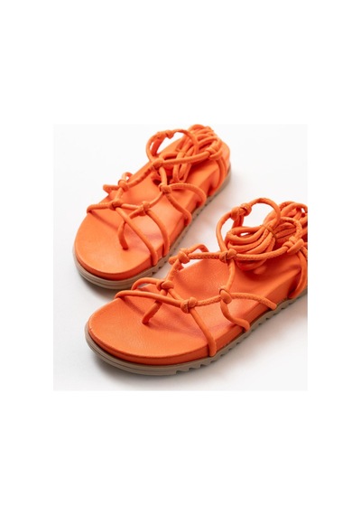 1001-1001 Orange Bilekten Bağcıklı Kadın Sandalet Orange