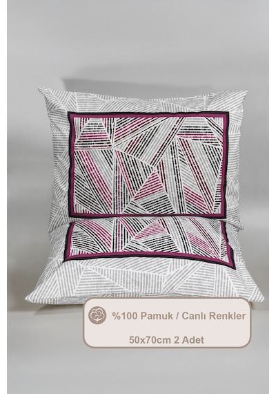 Elart Trio Yastık Kılıfı %100 Pamuk 2 Adet 50x70 Cm Mürdüm Mürdüm