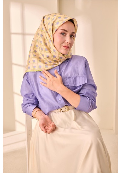 Silk Home Twill İpek Eşarp 11474 - 90 X 90 / Bej,yeşil -12 Bej,yeşil -12