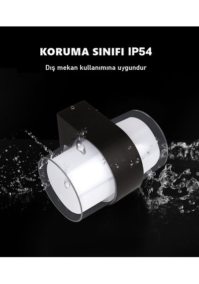 Silindir Led Aplik 12 Watt Gün Işığı 3200k İç Mekan Ve Dış Mekan Cata Bora Led Aplik Ip54 &
