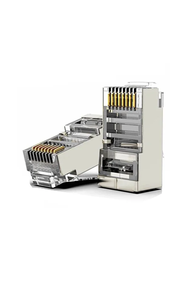 10 Adet Yeni Nesil Metal Gold Plated Geçişli Cat5/cat6 Rj45 Konnektörü 8p8c Ethernet Kablo Ucu Jack