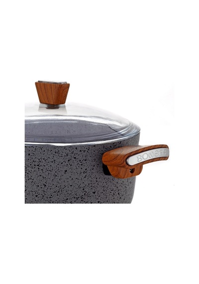 Bonera Granit 24 Cm İndüksiyon Tabanlı Derin Tencere gri