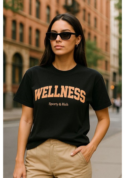 Kadın Basic T-shirt Oversize Crop Rahat Kalıp Baskılı Tişört %100 Pamuk Kısa Kollu Tişört SIYAH
