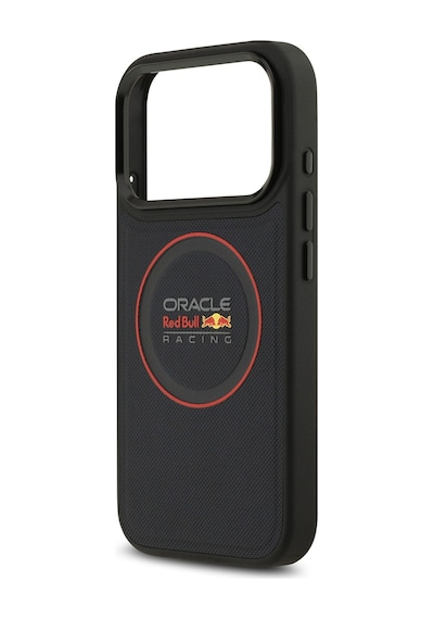Apple Uyumlu iPhone 17 Pro Kılıf Redbull Lisanslı M-safeli Kırmızı Halka Ve Logo Kabartmalı Pu Deri Kapak Siyah Siyah