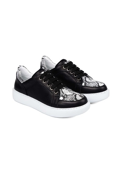 Bestello Bağcıklı Eva Sneaker 101-14725-122 Kadın Ayakkabı Sıyah-grı Yılan