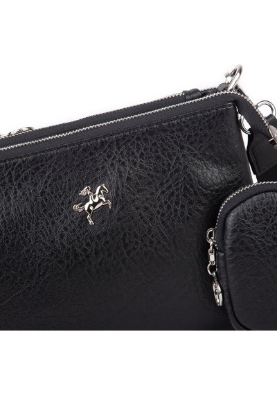 Nas Bag Mini Kadın 3 Gözlü Cüzdanlı Günlük Çapraz Çanta Siyah Victoria