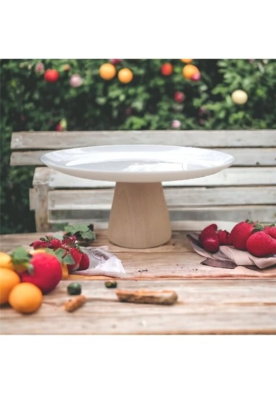 Akayev Ahşap Konik Ayaklı Beyaz 27 Cm Sunumluk Beyaz