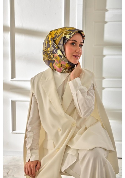 Silk Home Twill İpek Eşarp 11483-11 Antrasit, Sarı, Pembe, Gri, Füme, Yağ Yeşili