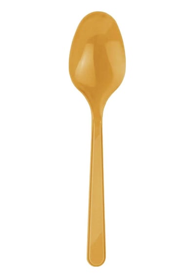 Plastik Lüx Altın Renk Kaşık - Parti Davet Piknik Çorba Yemek Kaşığı - 18 Cm. - 125 Adet