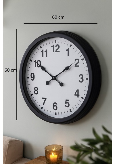 60 Cm Siyah Metal Duvar Saati 11