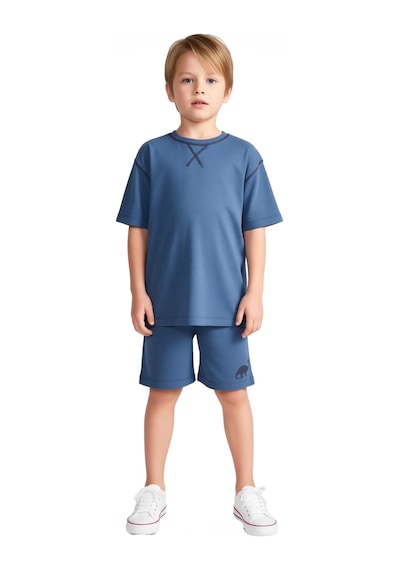 Ersefa Erkek Çocuk Pamuklu Süprem T Shirt Ve Şort Seti Kaliteli Şık Raha İndigo