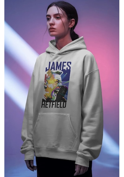 Sevbano James Hetfield Metallica Rock Metal Şarkıcı Ön Baskılı Unisex Ove beyaz