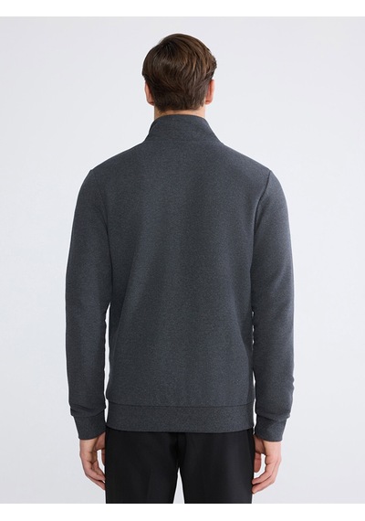 Lcwaıkıkı Classic Antrasit Standart Kalıp Dik Yaka Erkek Fermuarlı Sweatshirt
