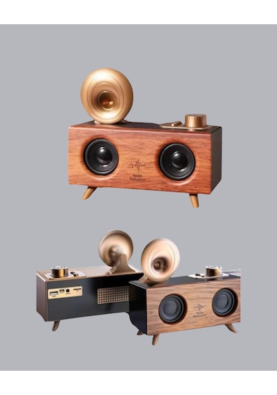 Çift Hoparlörlü Retro Bluetooth Speaker 1800mah Bataryalı Aux Usb Sd Kartlı - Lisinya