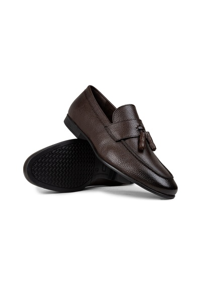 Deery Hakiki Deri Kahverengi Erkek Püsküllü Loafer - 01989mkhvc01 Kahverengi