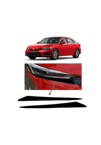 Honda Civic 2022-2023 Far Altı Kaşı Çıtası Piyano Black 2 Parça
