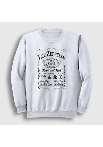 Presmono Unisex Old Led Zeppelin Sweatshirt Beyaz