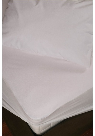 Lefkoşa Serisi Çift Kişilik Sıvıgeçirmez Yatak Koruyucu Fitted Alez 160 200+25cm Beyaz