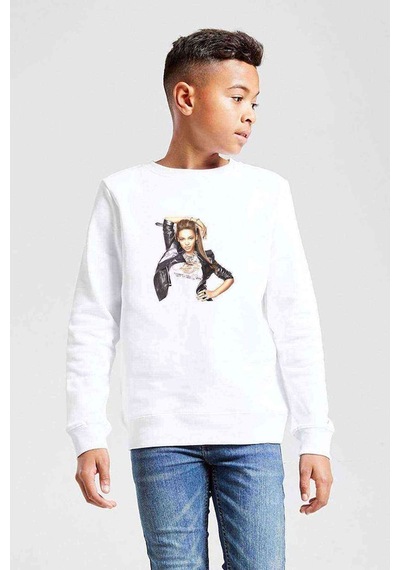 Tshirthane Beyonce Dream Baskılı Unisex Çocuk Beyaz Sweatshirt Beyaz