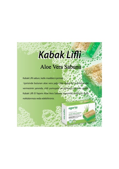 Agarta Doğal Kabak Lifli El Yapımı Aloe Vera Sabunu Arındırıcı Etkili 125 GR