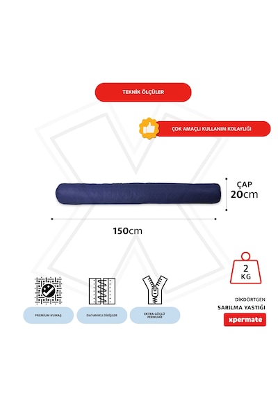 Xpermate Sarılma Yastığı Bacak Arası Yastığı Silindir 150cm Laciv
