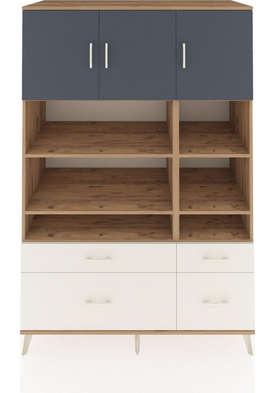 Kronos Dolap 10 Raflı 4 Çekmeceli 3 Kapaklı 132x59x195 Çam-an... Çam