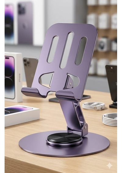 Lexroo Telefon Standı Metal Alaşımlı 360 Derece Tam Tur Dönebilen Çift Noktadan Katlama Ayarlı Çok