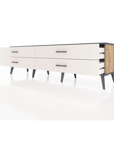 Hyperion Tv Ünitesi 4 Çekmeceli 176x44x51 Çam-antrasit/aytaşı Antrasıt/aytası