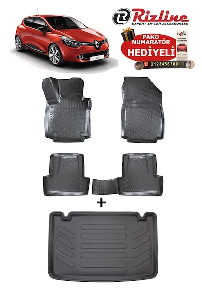 Renault Clio 4 2012-2019 Havuzlu Paspas Ve Bagaj Havuzu Seti