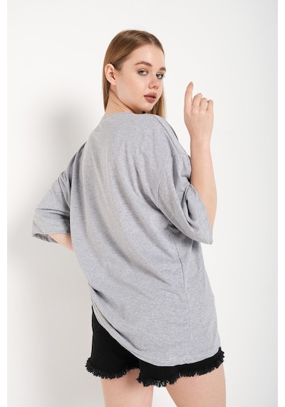 Flood Of Style Bugs Bunny Baskılı Gri Oversize Tshırt
