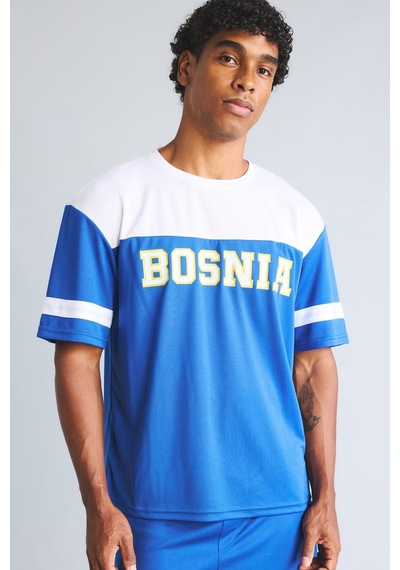 Defacto Boxy Fit Bisiklet Yaka Kısa Kollu Baskılı Tişört I7744ax26aube333 Mavi-be333