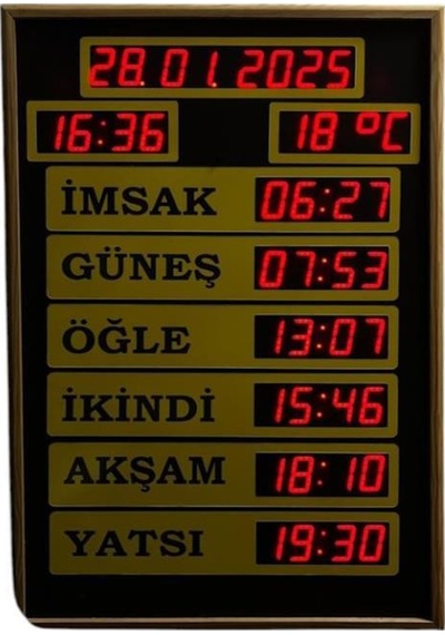 Gps'li Cami Namaz Vakitmatik Kasa Ölçüsü 50x70 Cm Çok Renkli