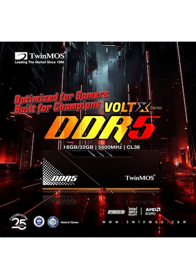 Twinmos 16gb Voltx 5600mhz Cl36 Ddr5 Xmp/expo Single Kit Ram Tmd516gb5600u36b