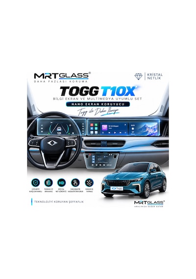 Togg T10x Uyumlu 9h Nano Dijital Gösterge Ve Multimedya Komple Ekran Koruyucu Seti