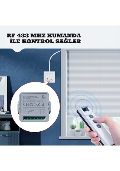 Onoff Tuya Wifi + Rf Akıllı Kepenk Panjur Anahtar Röle 10 Amper Panjur Kumandası Dahil Tuya Wifi