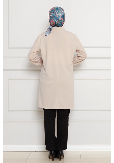 Sevitli Dik Yaka Tunik-bej-4456 Bej