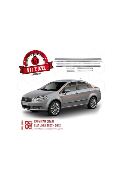 intakrom Fiat Linea Krom Cam Çıtası 8 Parça 2007-2011