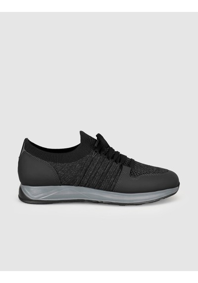 Cabani Siyah Bağcıklı Dokulu Örgü Sneaker Siyah - Neon Yeşil
