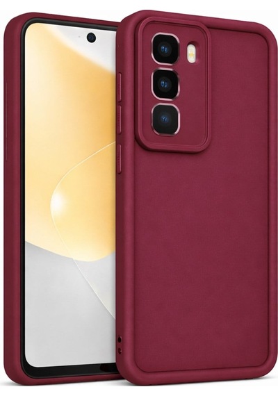 Infinix Hot 50 Pro Uyumlu Kamera Çıkıntılı Mat Silikon Telefon Kılıfı Bordo