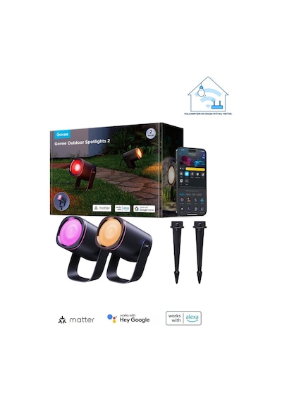 Govee RGBICWW Dış Mekan Spot Aydınlatma - 2'li Paket