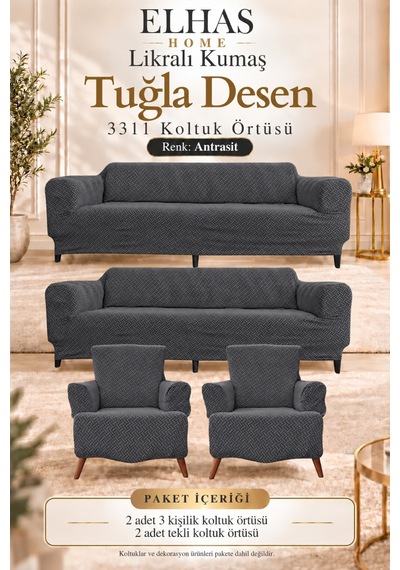Likralı Kumaş Tuğla Desen 3311 Koltuk Örtüsü Kanepe, Koltuk Kılıfı Yıkanabilir, Esnek 1 Adet Antrasit - 934386711 Antrasit Likralı Kumaş Tuğla Desen 3311 Koltuk Örtüsü Kanepe, Koltuk Kılıfı Yıkanabilir, Esnek 1 Adet Antrasit - 934386711 Antrasit