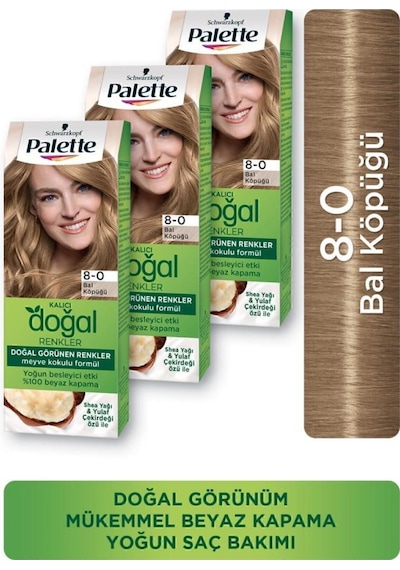 Palette Kalıcı Doğal Renkler Saç Boyası 8 - 0 Bal Köpüğü X 3 Adet