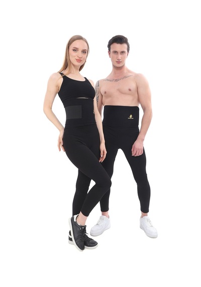 Sh Mağazacılık Unisex Termal Terleten  Siyah  Bel Korse Kemer Siyah