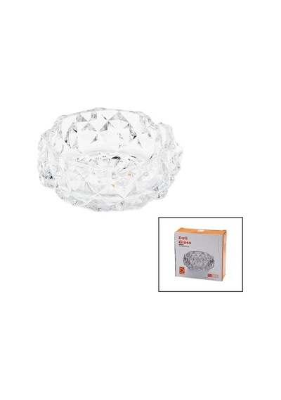 Büyük Cam - Dıamond Kristal Şekil Yuvarlak Küllük Çap: 12.8cm - D: 5.2cm 5570