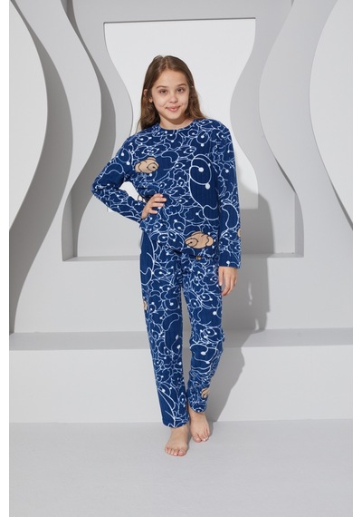 Siyah İnci Alt-üst Polar Pijama Takım 24223073 Lacivert