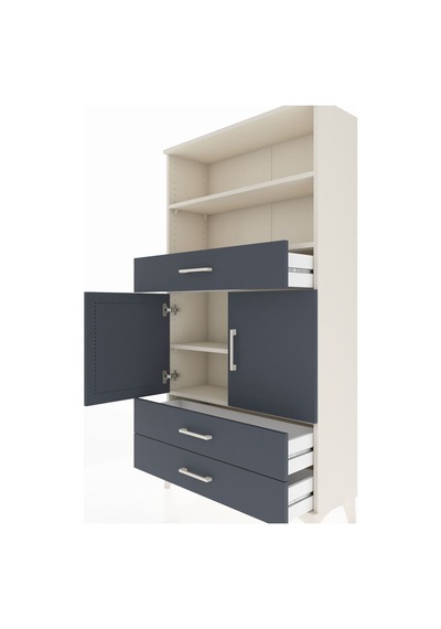 Arges Dolap 4 Raflı 3 Çekmeceli 2 Kapaklı 88x30x163 Aytaşı-antrasit Aytası