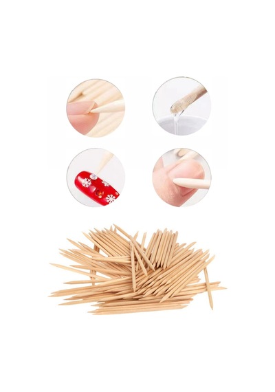 Portakal Çubuğu 11 Cm 100'lü Set Ahşap Tırnak Eti Itici Manikür Çubuğu 11cm-uzun
