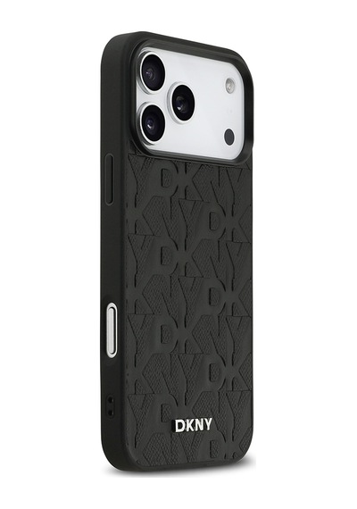 Apple Uyumlu iPhone 17 Pro Max Kılıf Dkny Lisanslı M-safe Özellikli 3d Yazılı Grid Pattern Kapak Siyah Siyah