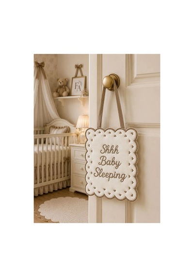 Keten Bebek Uyku / Baby Sleeping Kapı Yastığı Bej-kahverengi